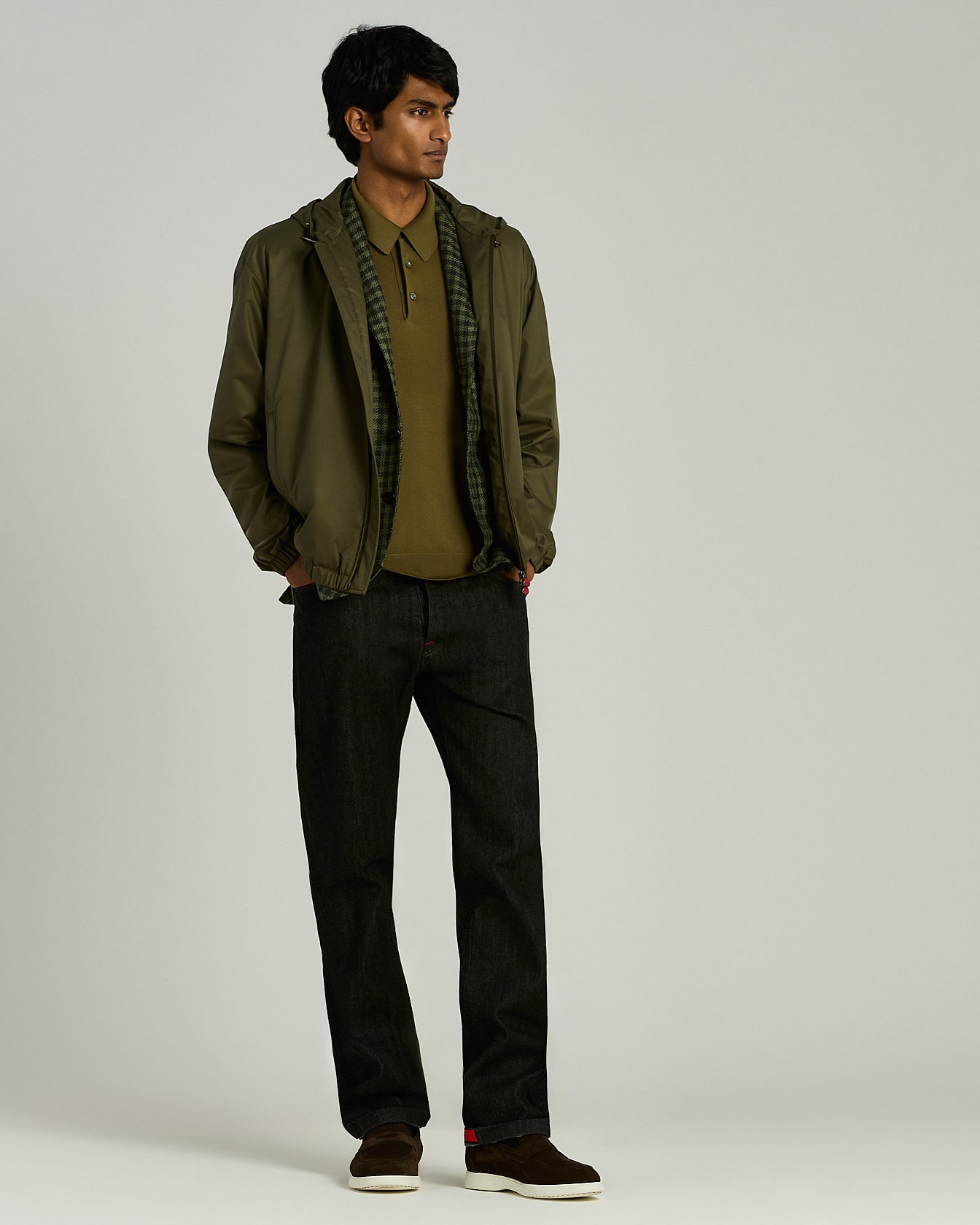 TECHNICAL FABRIC HOODED JACKET