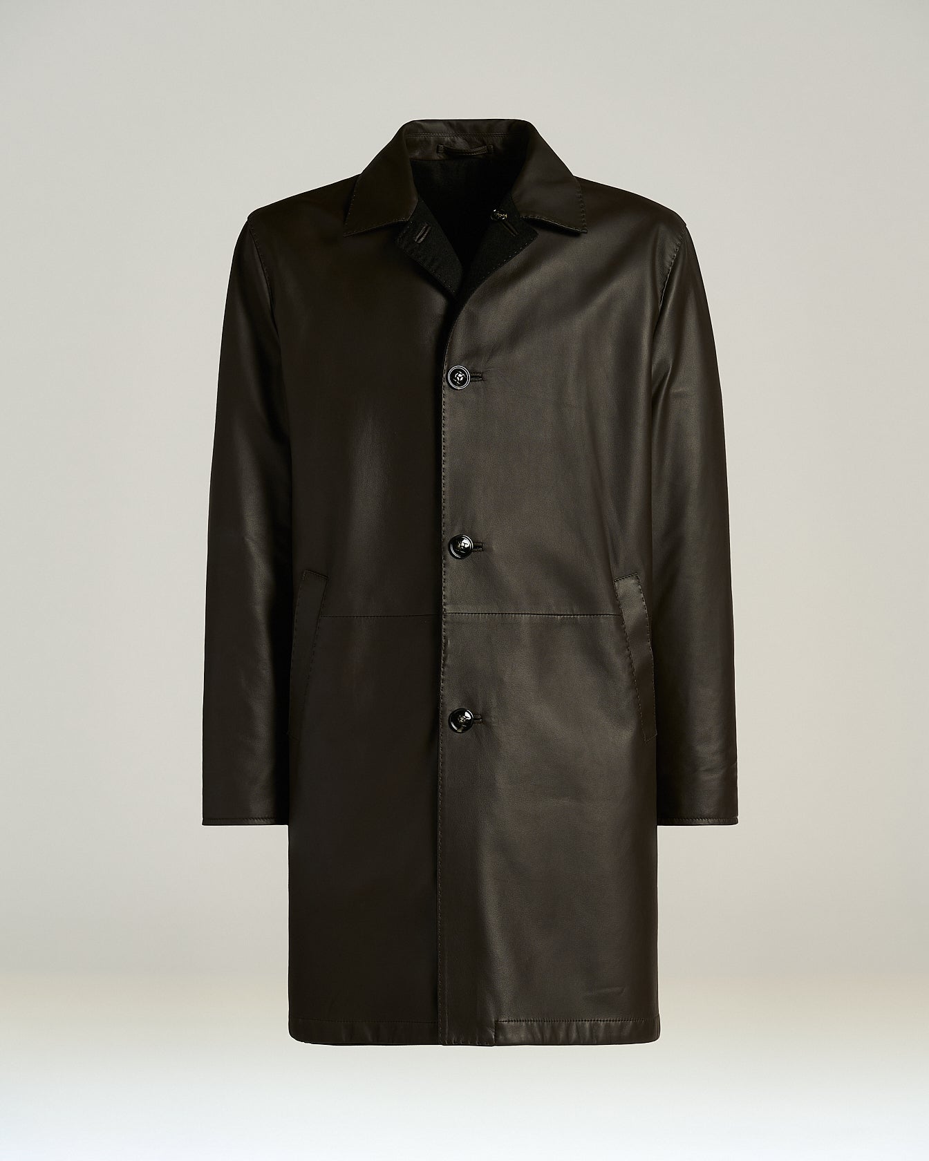 REVERSIBLE LAMBSKIN LEATHER OVERCOAT WITH CASHMERE INTERIOR