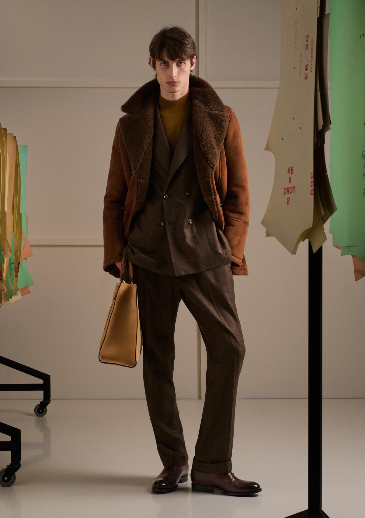 DOUBLE-BREASTED SHEARLING COAT