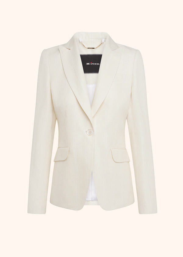 Kiton white single-breasted jacket for woman, made of linen