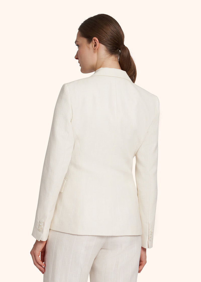 Kiton white single-breasted jacket for woman, made of linen - 3