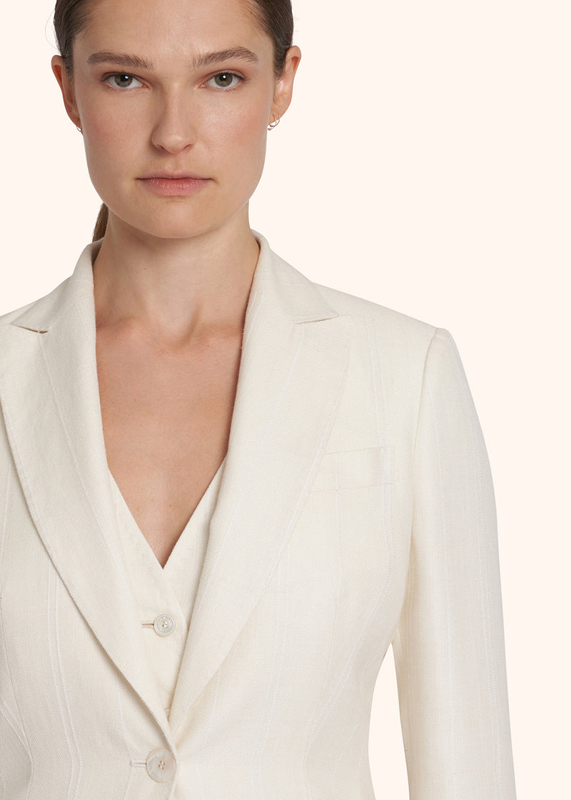 Kiton white single-breasted jacket for woman, made of linen - 4