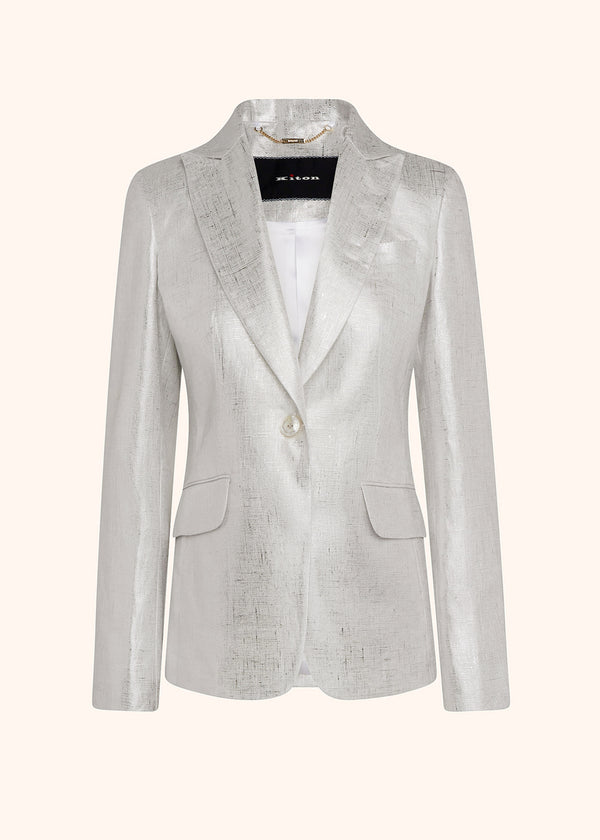 Kiton silver single-breasted jacket for woman, made of linen