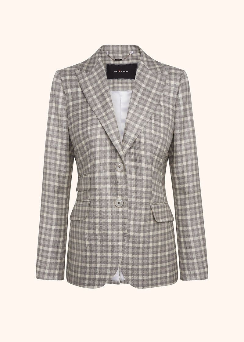 Kiton grey single-breasted jacket for woman, made of cashmere