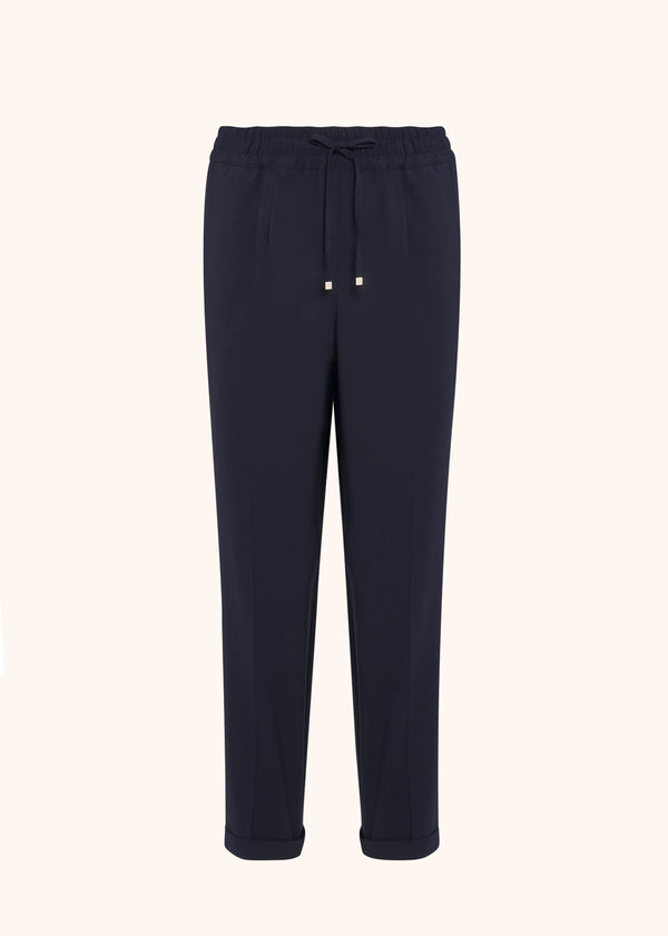 Kiton blue trousers for woman, made of virgin wool