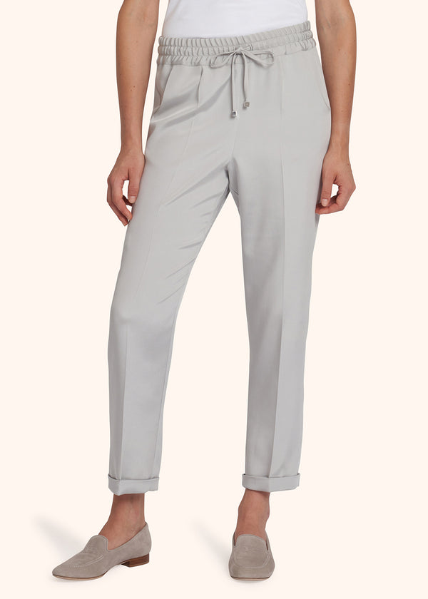 Kiton light grey trousers for woman, made of silk - 2