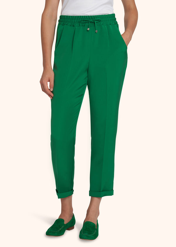 Kiton emerald green trousers for woman, made of silk - 2