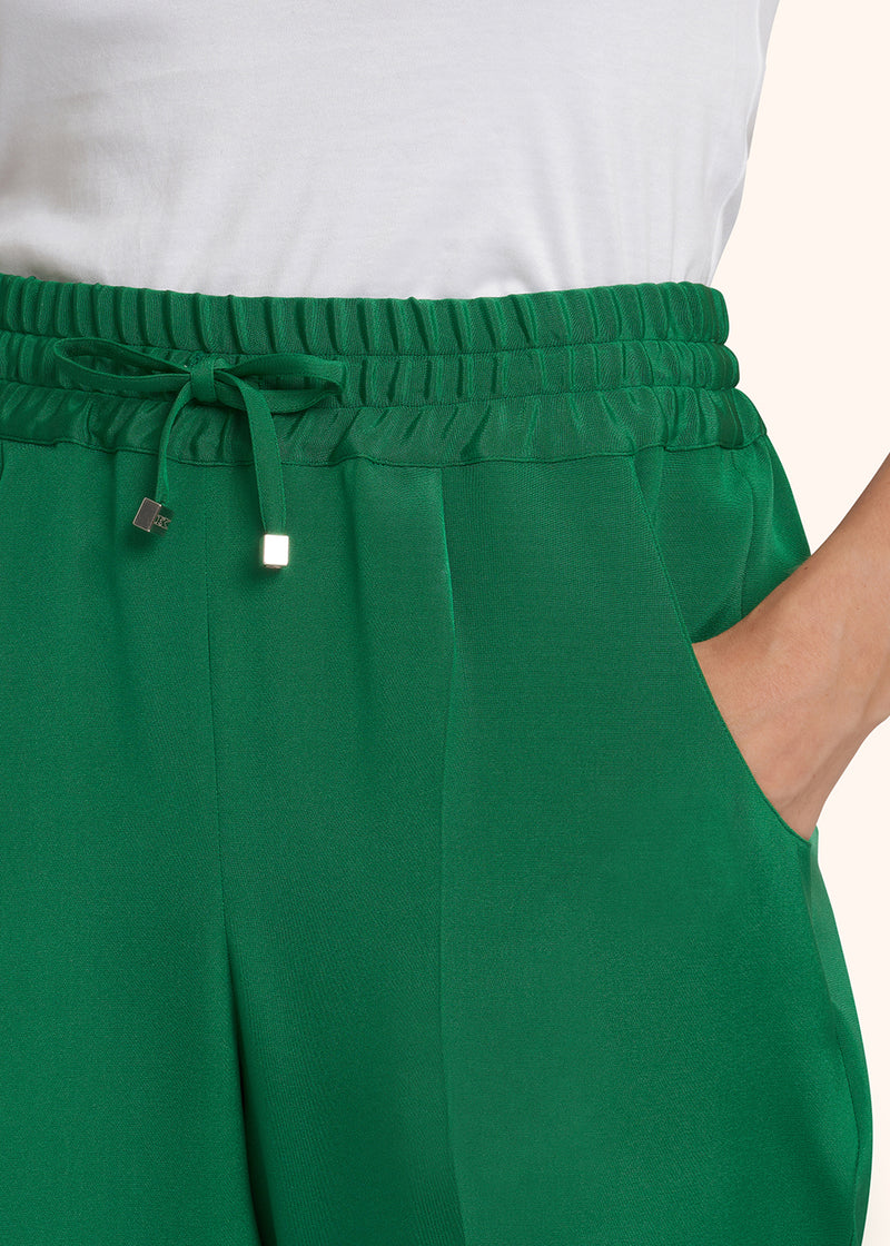 Kiton emerald green trousers for woman, made of silk - 4