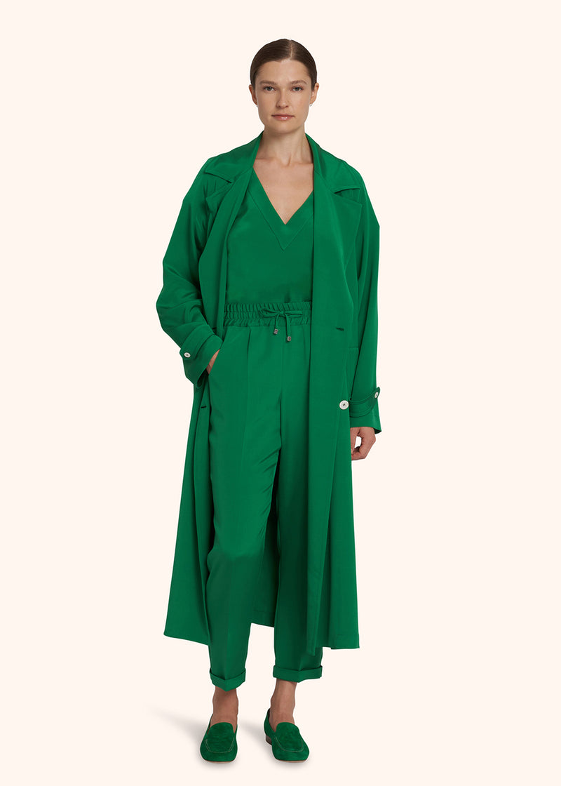 Kiton emerald green trousers for woman, made of silk - 5