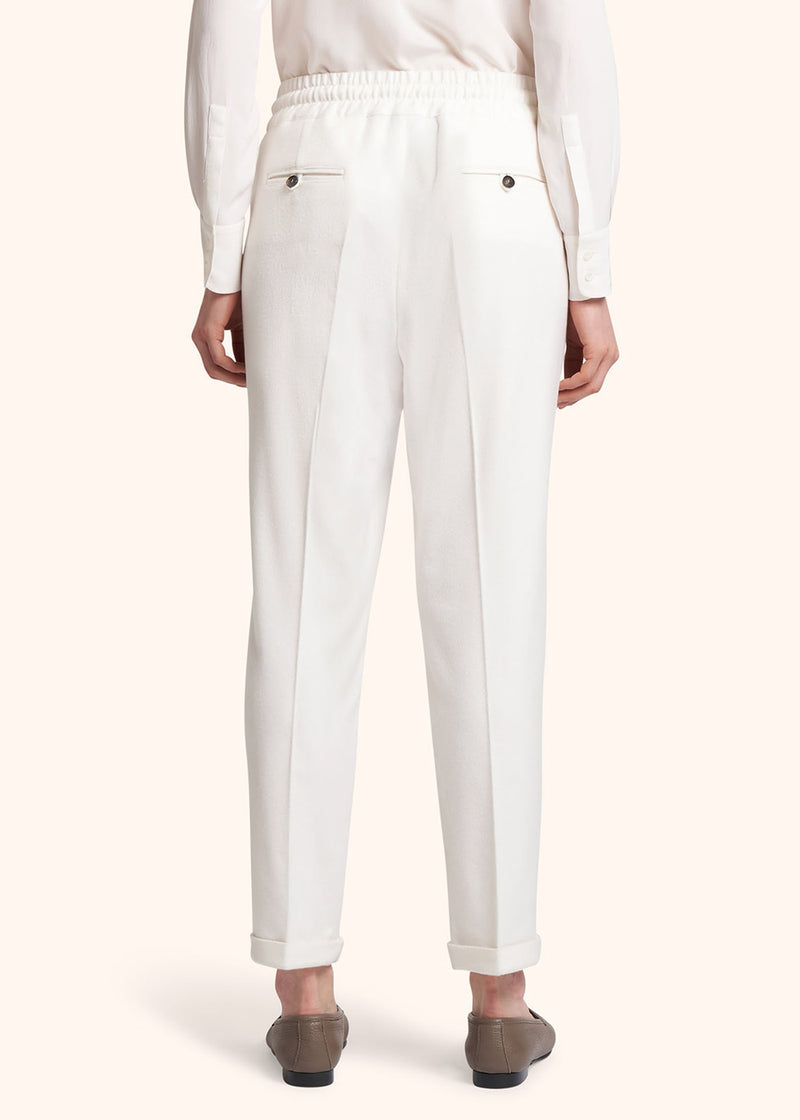 Kiton white trousers for woman, made of cashmere - 3