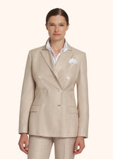 Kiton beige double-breasted jacket for woman, made of viscose - 2