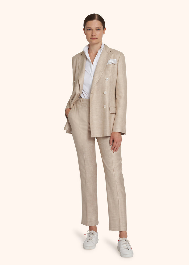 Kiton beige double-breasted jacket for woman, made of viscose - 5