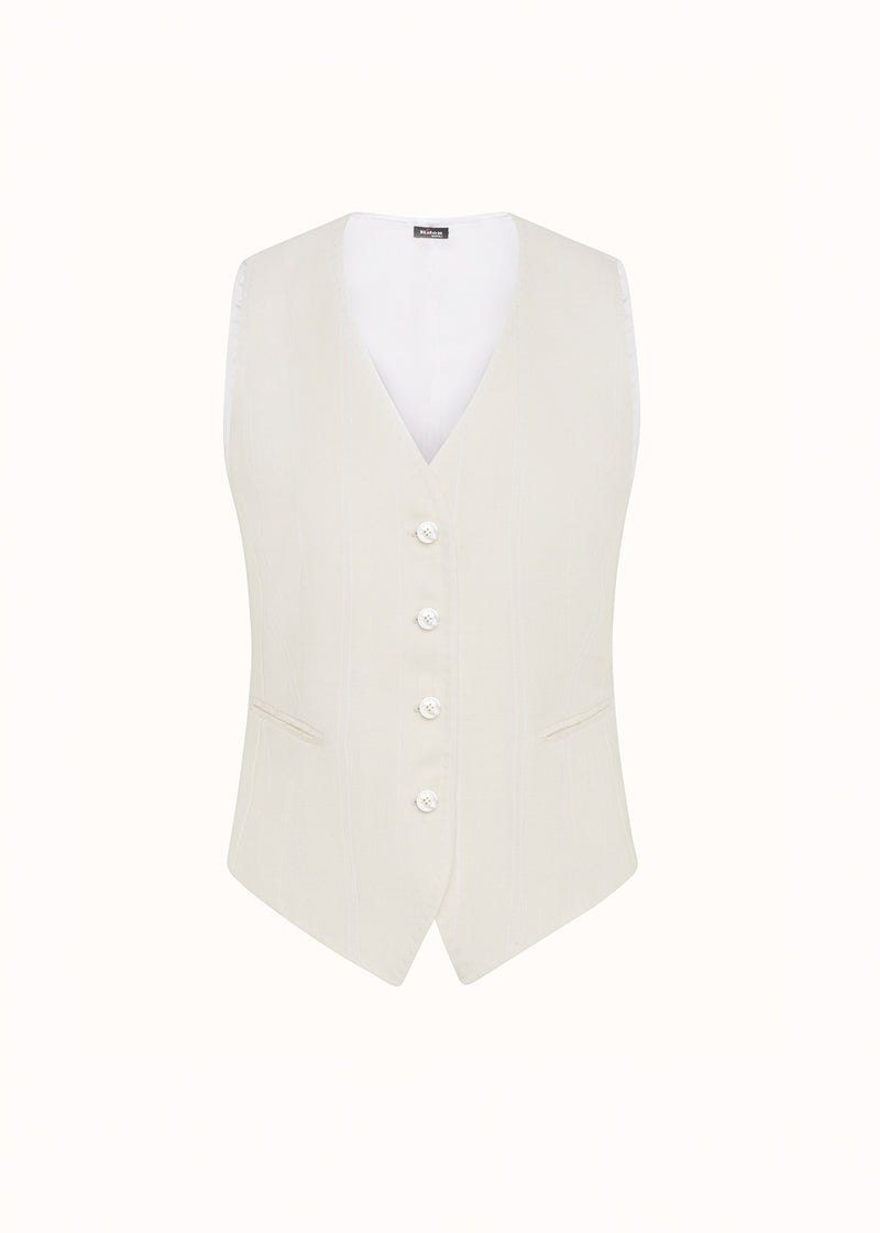 Kiton white single-breasted vest for woman, made of linen