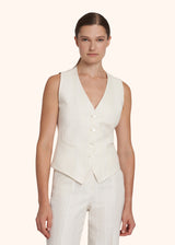 Kiton white single-breasted vest for woman, made of linen - 2