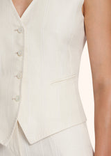 Kiton white single-breasted vest for woman, made of linen - 4
