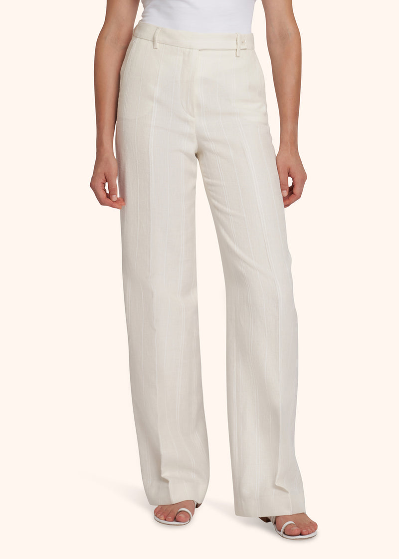 Kiton white trousers for woman, made of linen - 2