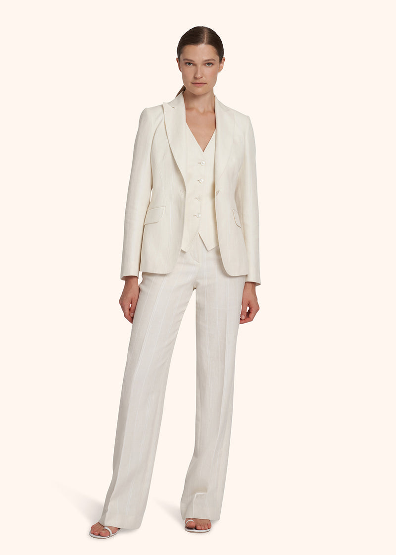 Kiton white trousers for woman, made of linen - 5