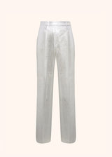 Kiton silver trousers for woman, made of linen