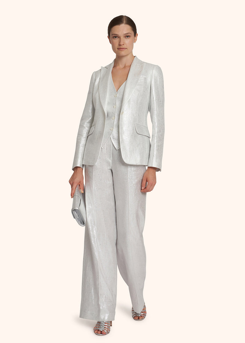Kiton silver trousers for woman, made of linen - 5