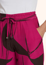 Kiton fuchsia/brown trousers for woman, made of silk - 4