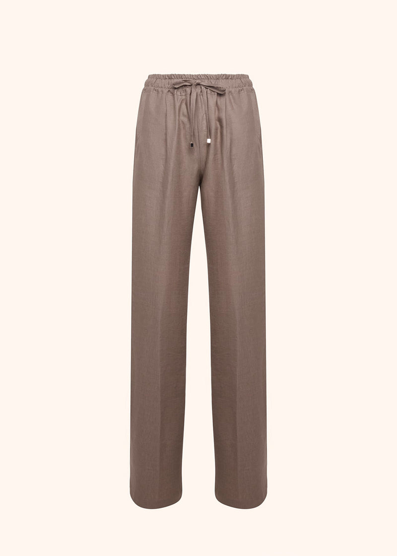 Kiton dirty white trousers for woman, made of linen