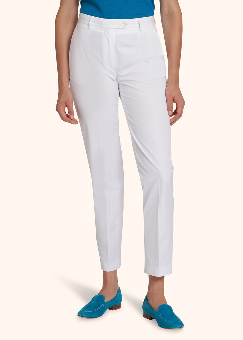 Kiton white trousers for woman, made of cotton - 2
