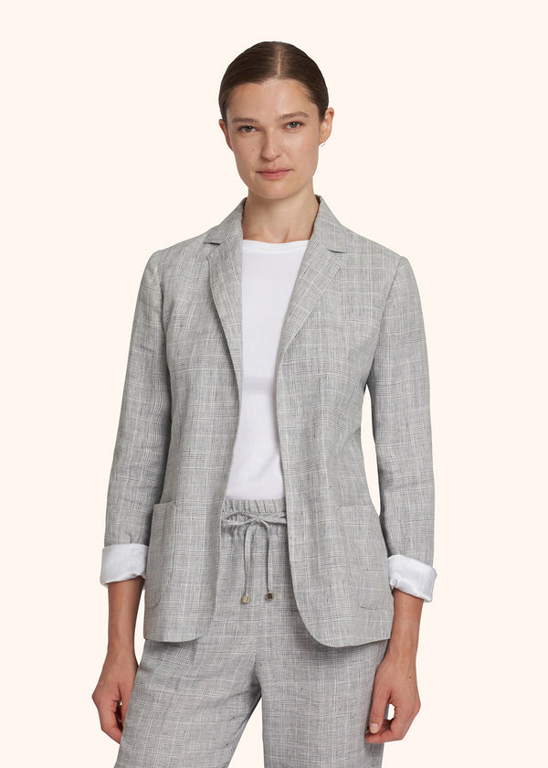 Kiton grey single-breasted jacket for woman, made of linen - 2