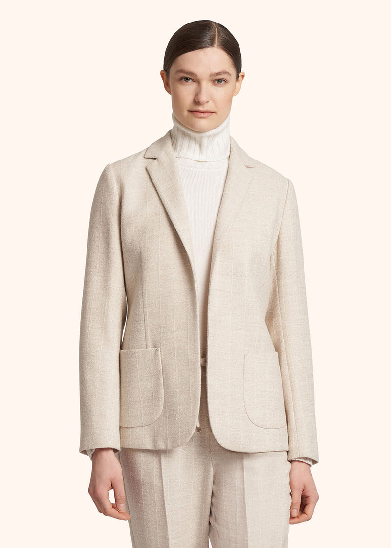Kiton beige single-breasted jacket for woman, made of alpaca - 2