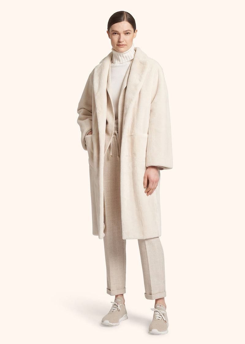 Kiton beige single-breasted jacket for woman, made of alpaca - 5