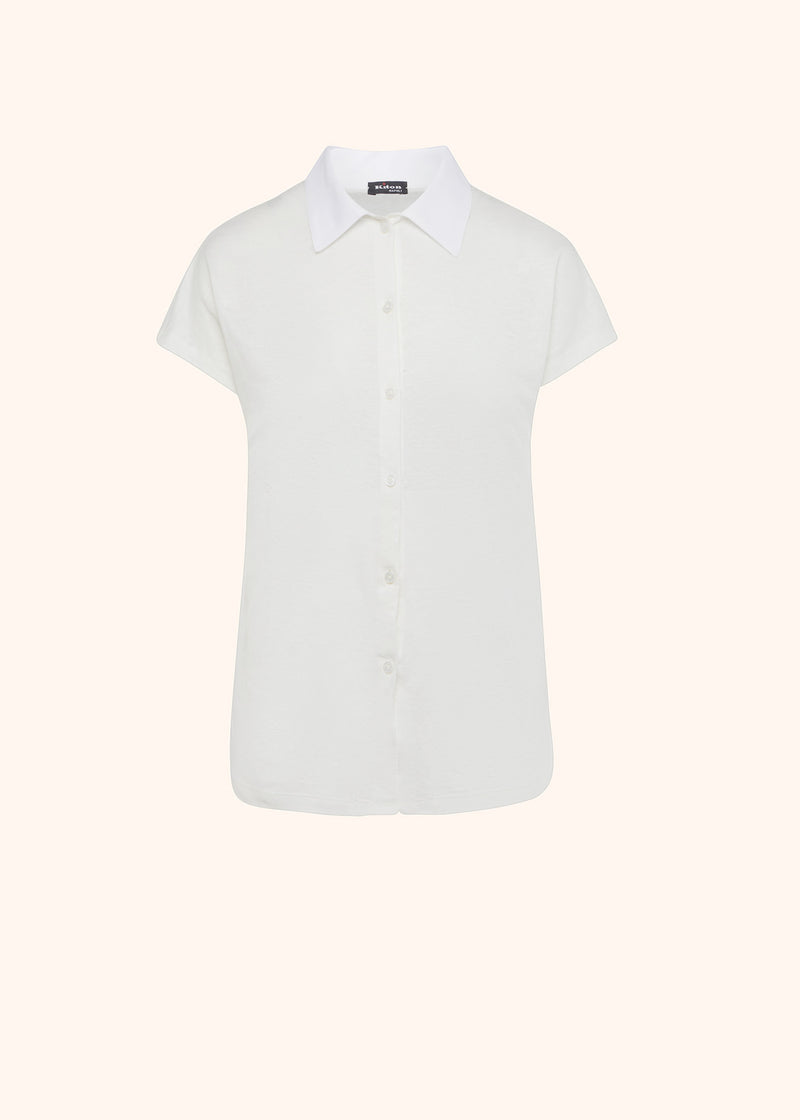 Kiton white jersey mod.shirt for woman, made of linen