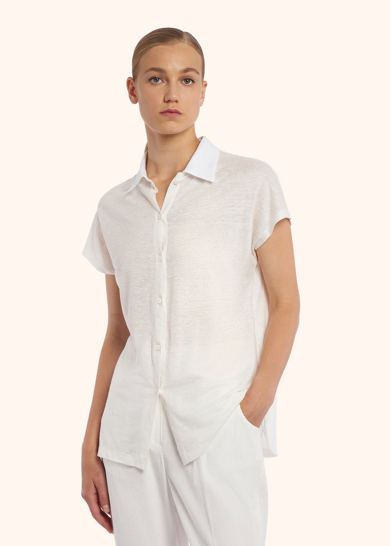 Kiton white jersey mod.shirt for woman, made of linen - 2