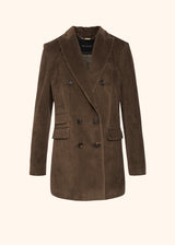 Kiton dark beige double-breasted jacket for woman, made of cotton