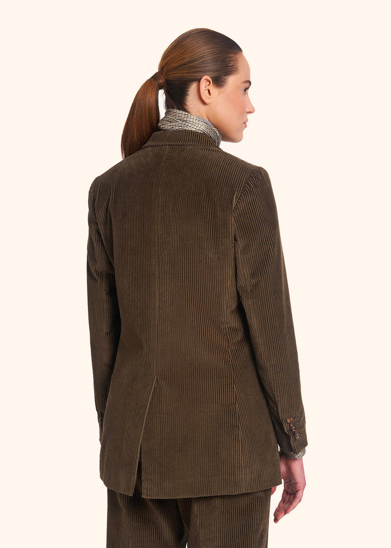 Kiton dark beige double-breasted jacket for woman, made of cotton - 3
