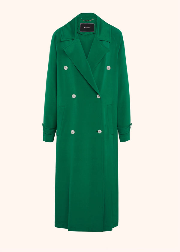 Kiton emerald green double-breasted coat for woman, made of silk