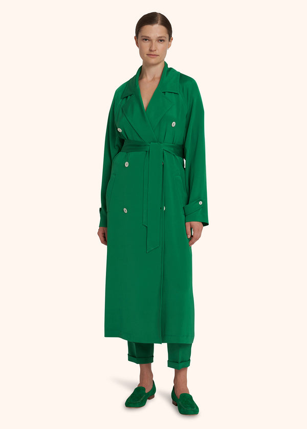 Kiton emerald green double-breasted coat for woman, made of silk - 2