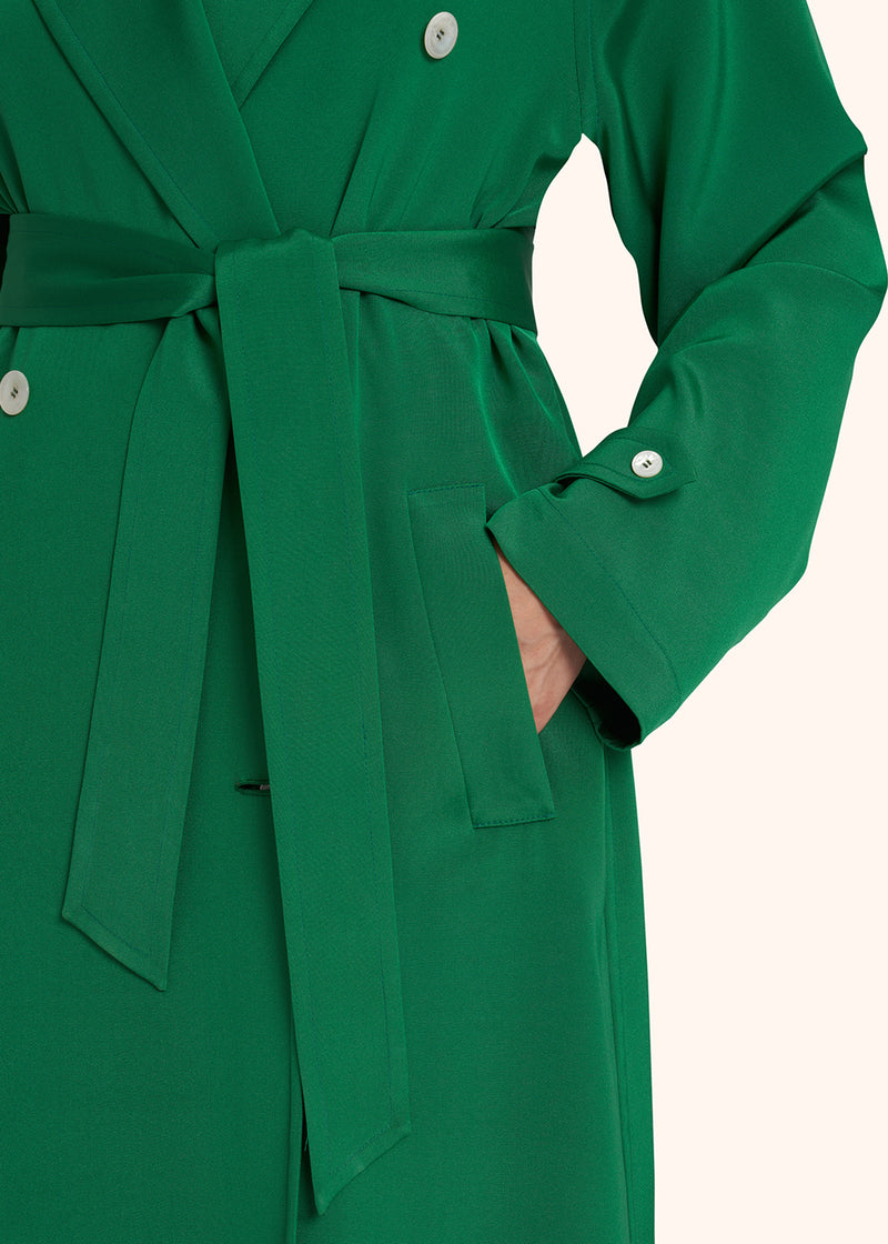 Kiton emerald green double-breasted coat for woman, made of silk - 4