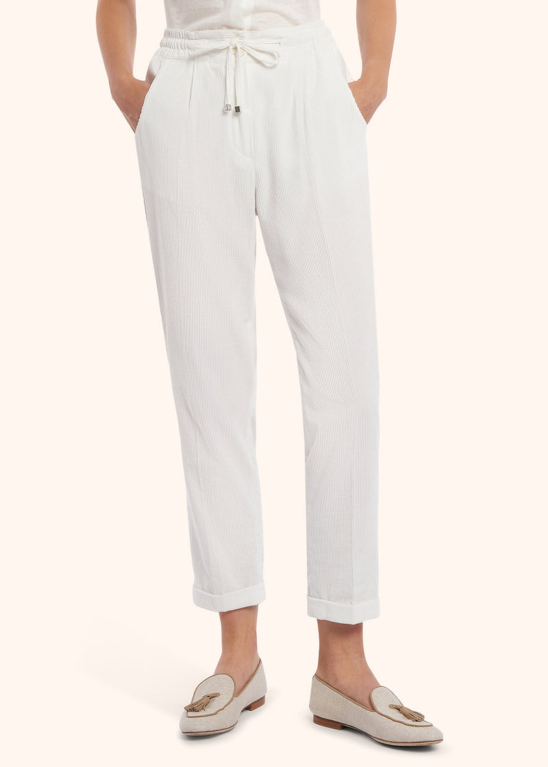 Kiton white trousers for woman, made of cotton - 2