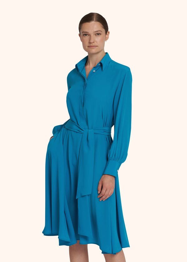 Kiton turquoise dress for woman, made of silk - 2