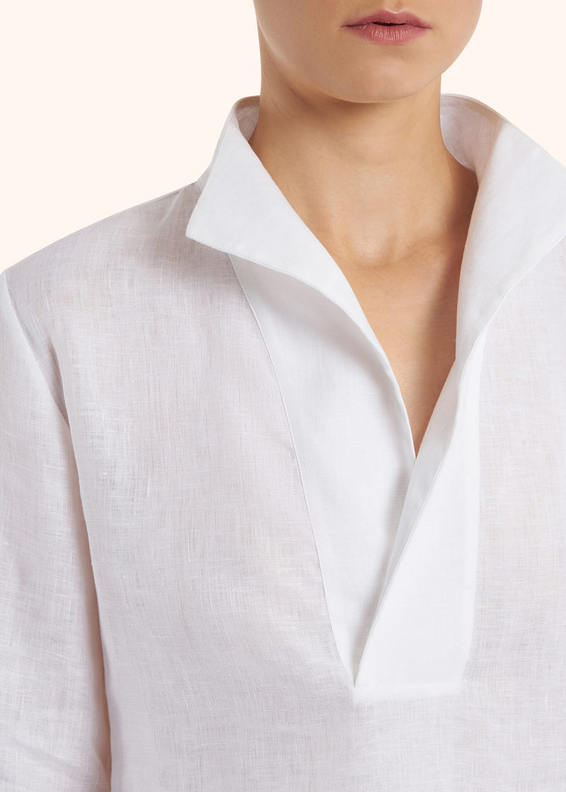 Kiton white shirt for woman, made of linen - 4