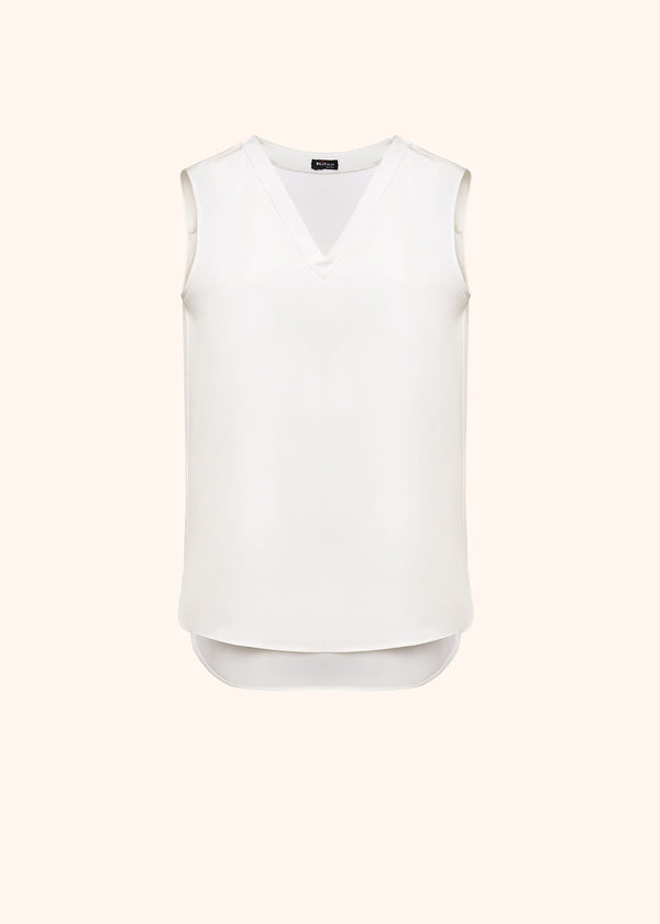 Kiton white sleeveless shirt for woman, made of silk
