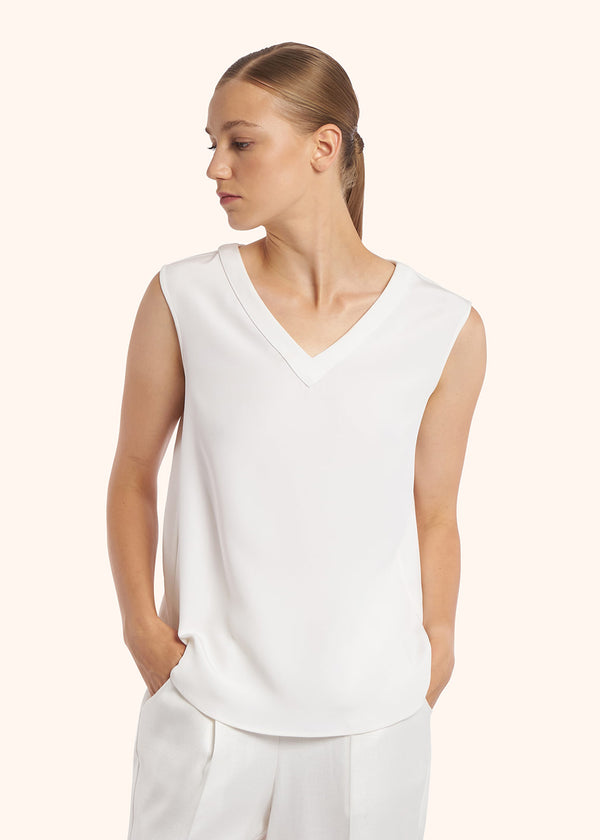 Kiton white sleeveless shirt for woman, made of silk - 2