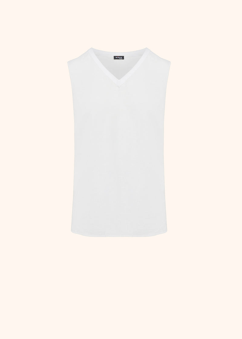 Kiton white sleeveless shirt for woman, made of linen