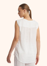 Kiton white sleeveless shirt for woman, made of linen - 3