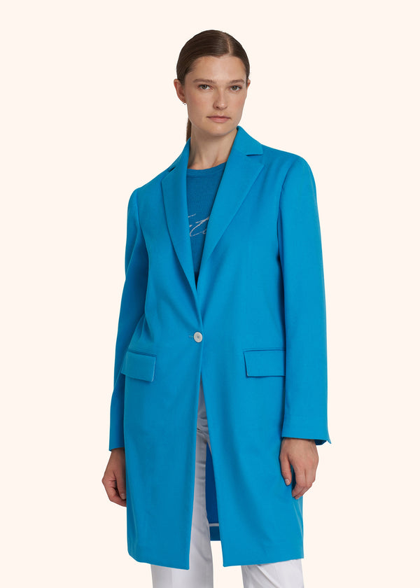 Kiton turquoise single-breasted coat for woman, made of cashmere - 2