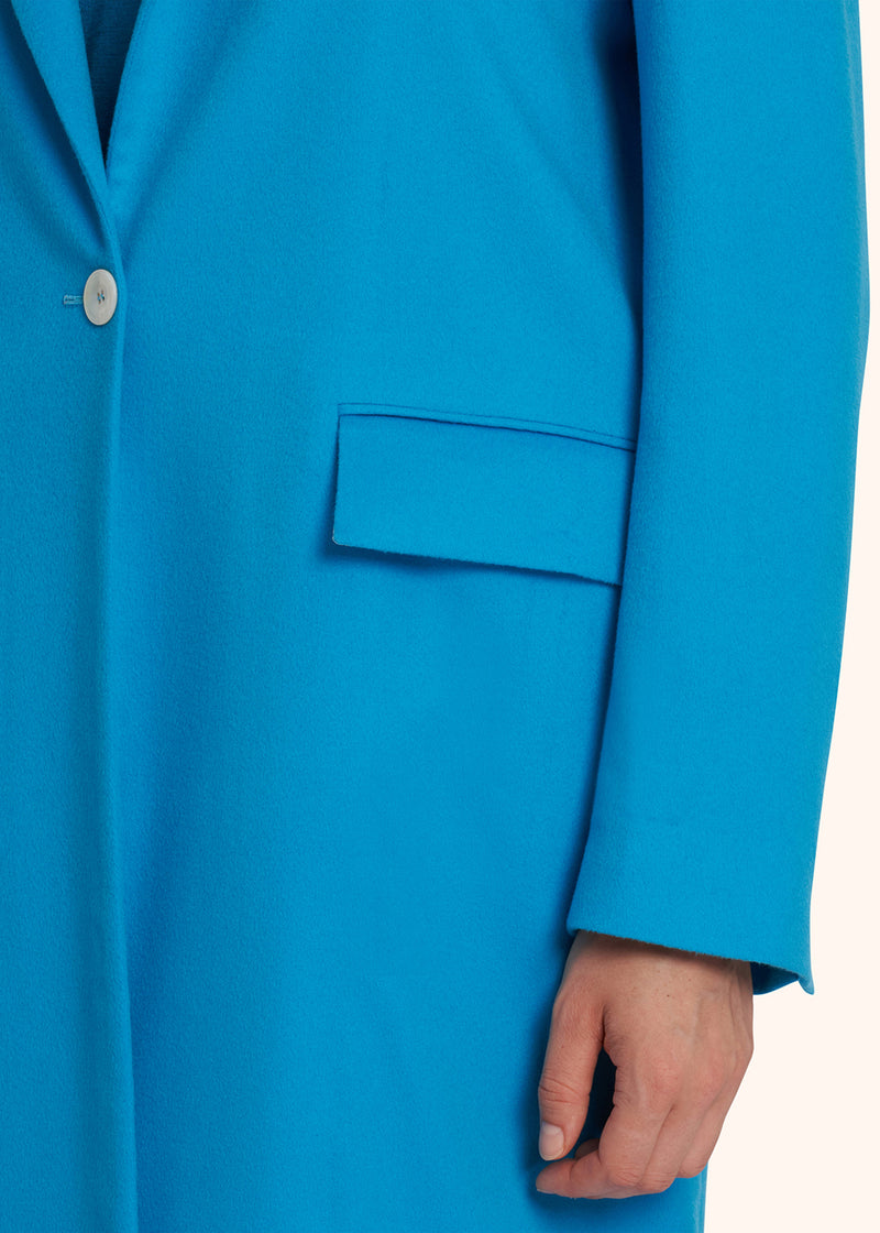 Kiton turquoise single-breasted coat for woman, made of cashmere - 4