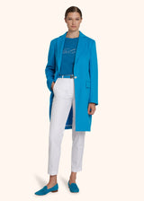 Kiton turquoise single-breasted coat for woman, made of cashmere - 5