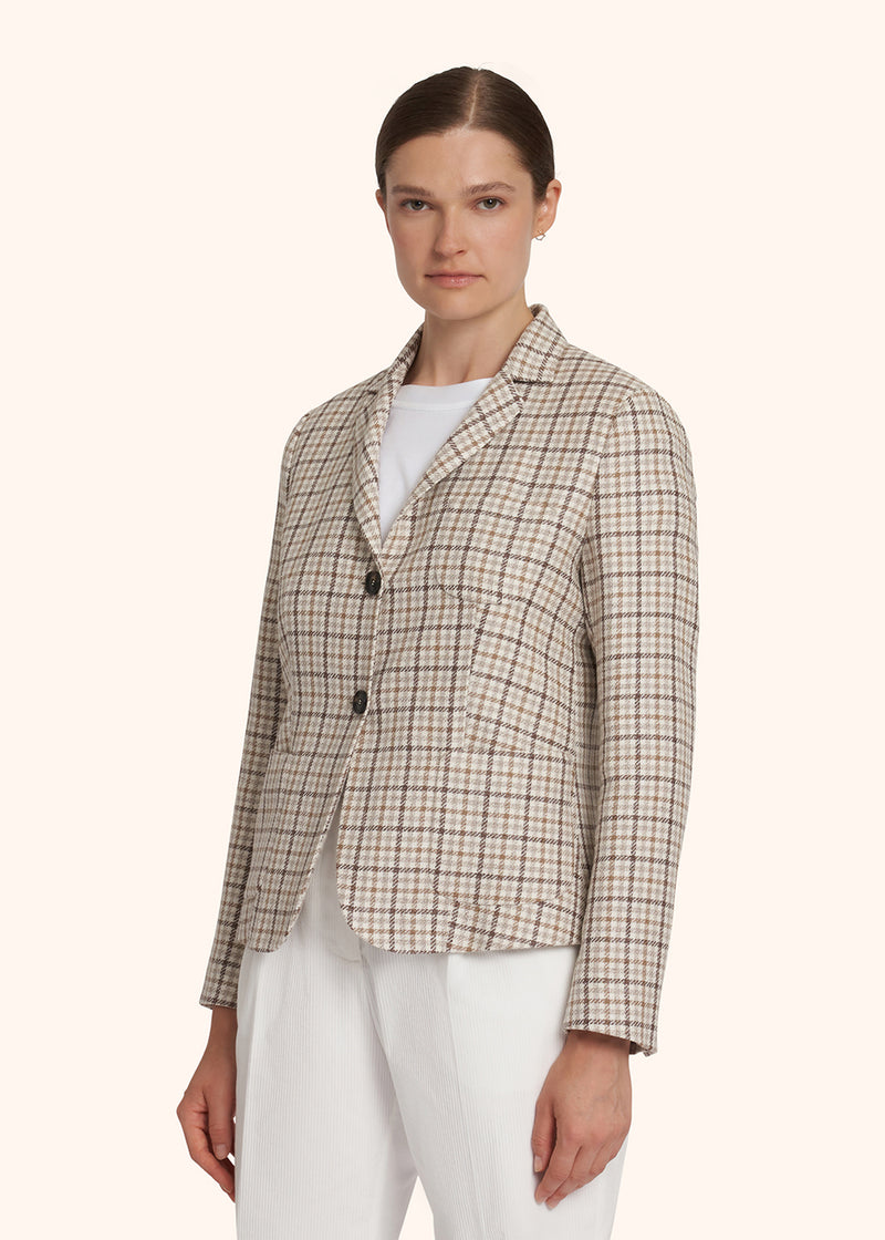Kiton beige single-breasted jacket for woman, made of linen - 2