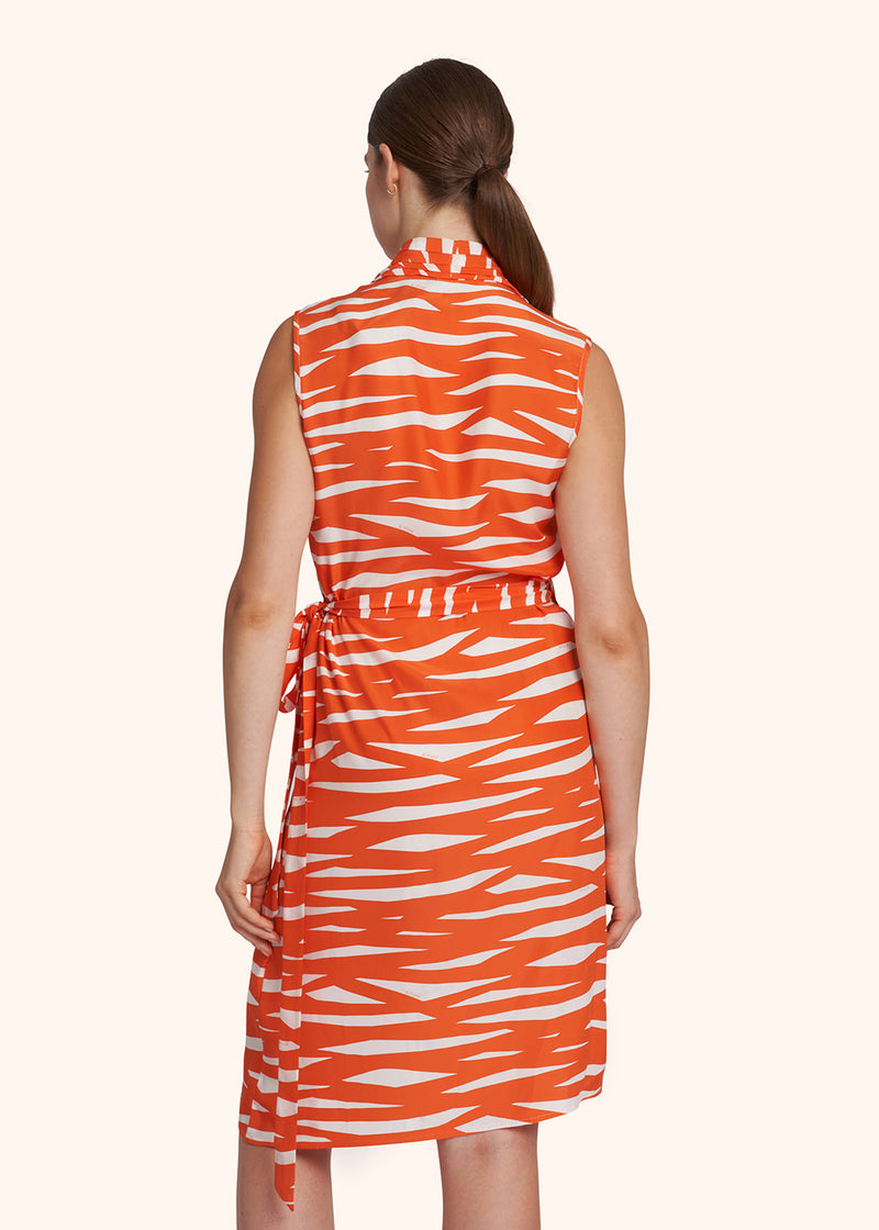 Kiton orange sleeveless dress for woman, made of silk - 3