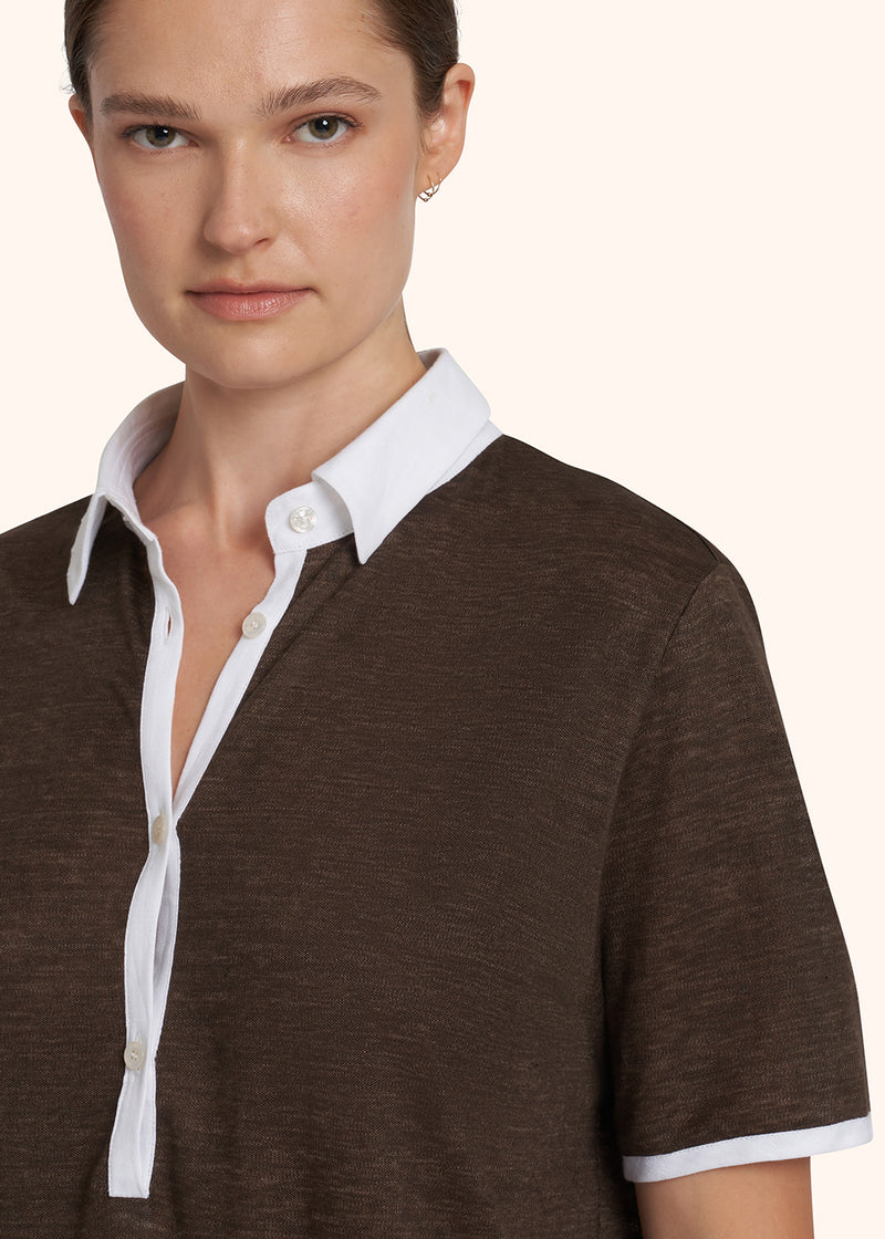Kiton olive green shirt for woman, made of linen - 4