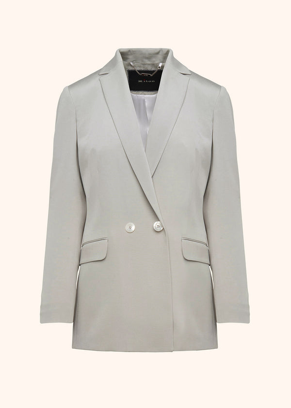 Kiton light grey double-breasted jacket for woman, made of silk
